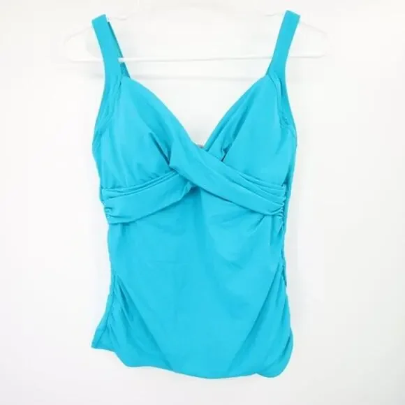 Lands End Aqua Blue Turquoise Twist Swim Tankini Top Size 6 NWOT - Picture 1 of 10